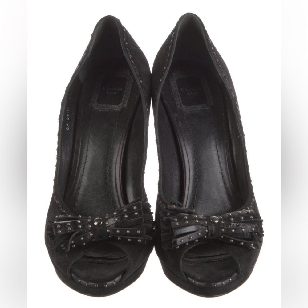 Dior Black suede platform Peep-Toe Heels size 40.5 - Picture 3 of 5